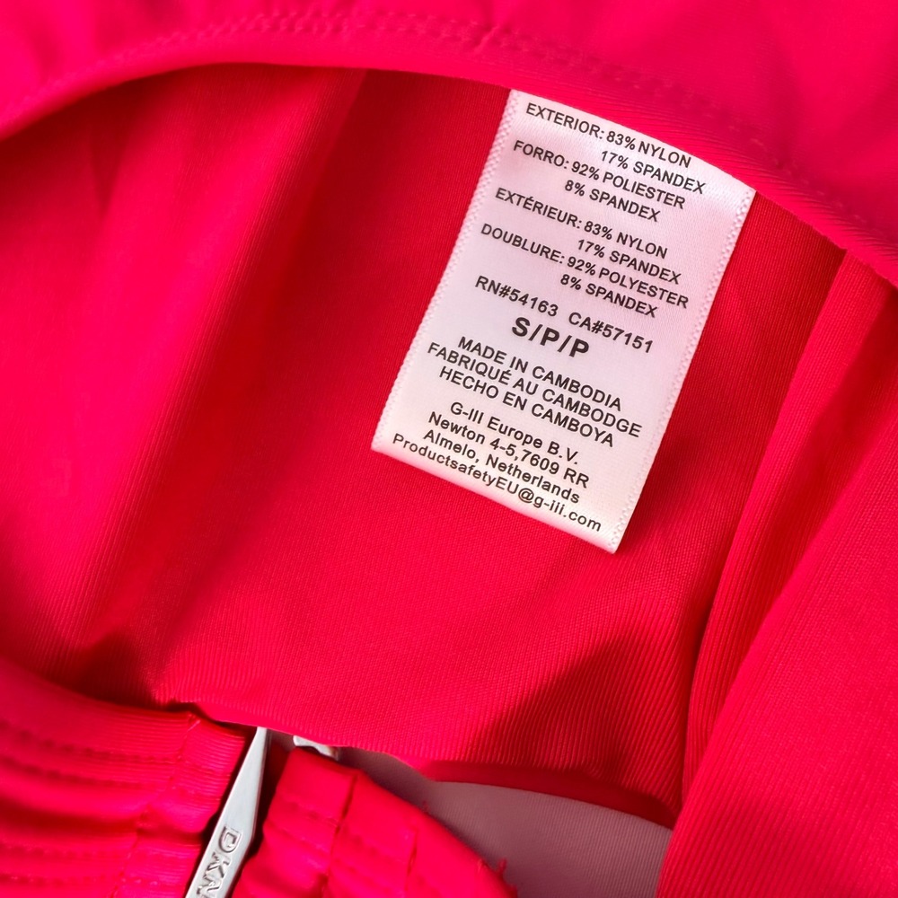 DKNY Womens Pink Fucsia Wrap Front Keyhole One Piece Swimsuit  UPF 40+ - Picture 4 of 7